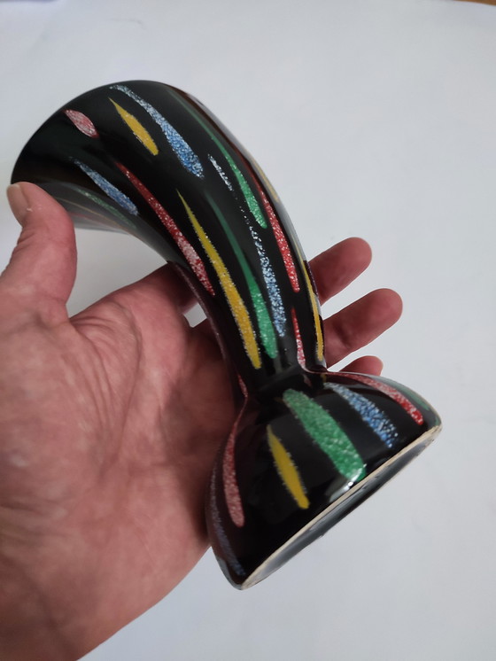 Image 1 of Vase auf Fuß Schwarzes Horn des Überflusses Sechziger Jahre 60er Jahre