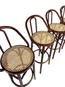 Set di 5 sgabelli da bar vintage con struttura in tessuto, stile Thonet anni '60.