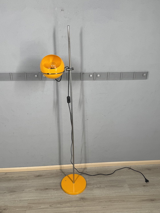 Image 1 of Vintage standing lamp – Gepo / Gerda – orange spherical shade – 1970s Space Age design