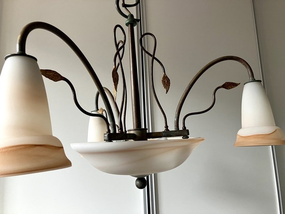Image 1 of Lampada a sospensione Falb design in alabastro e ottone
