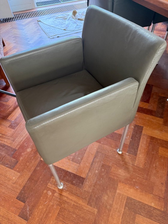 Vintage design leather dining chairs – Metal (photo 2 of 12)