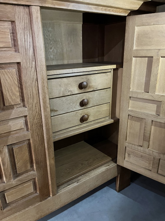 Vintage Brutalist Spanish Cabinet 1960s 1970s – Sideboard, Wood (photo 4 of 9)
