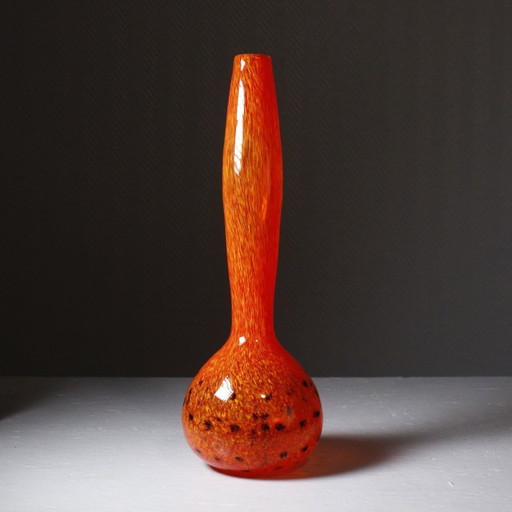 Schneider France - Grand vase courge verre soufflé léopard période Art Déco
