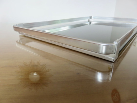 Image 1 of Sehr großes Tablett, MB Italia für Roche Bobois, Aluminium und Rauchglas, 1970