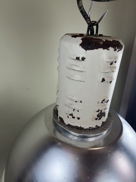 Image 1 of Rare Osram HQL industrial pendant light with large aluminum reflector, 53cm