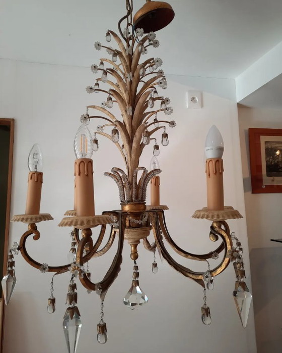 Image 1 of Neoclassical chandelier 1950 maison bagues , paris