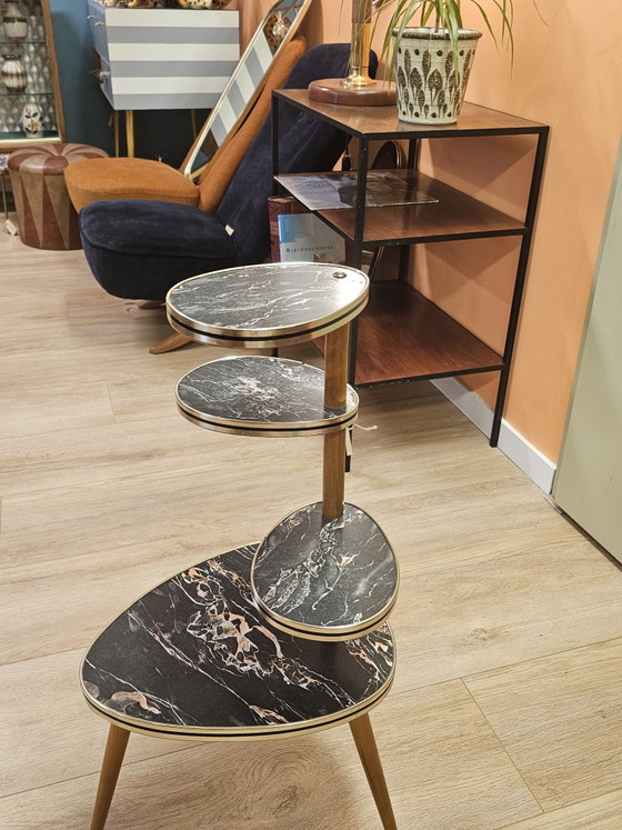 Vintage Plant Table Side Table Small Table Marble – Wood (photo 4 of 10)