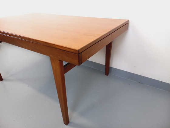 Image 1 of Table à Manger Scandinave Vintage des Années 50 60 en Teck avec Rallonge