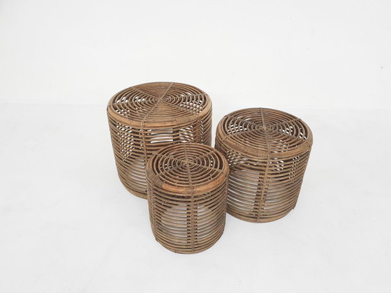 Image 1 of Juego de tres cestas o mesas auxiliares de manou attrb. a Tito Agnoli, Italia años 70