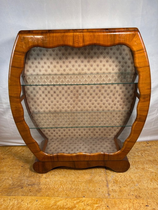 Art Deco Vintage Walnut Display Cabinet 1930s-1940s timeless elegance