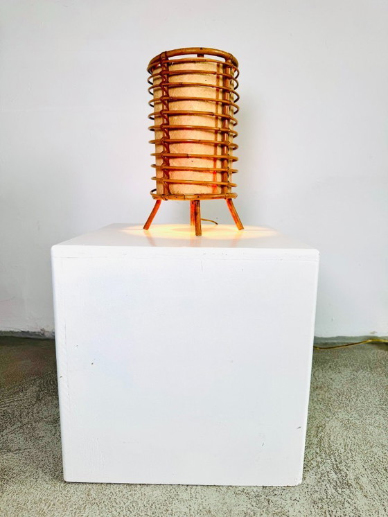 Image 1 of Louis Sognot bamboo and parchment table lamp, France, 1960s