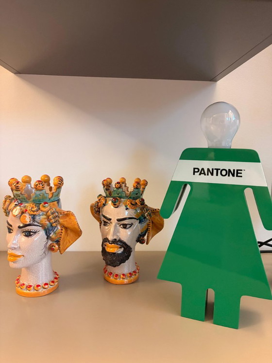 🟢 Coppia Lampade Design PANTONE "Adamo ed Eva" – Verde Iconico – Lampade da lettura, Legno (photo 2 of 13)