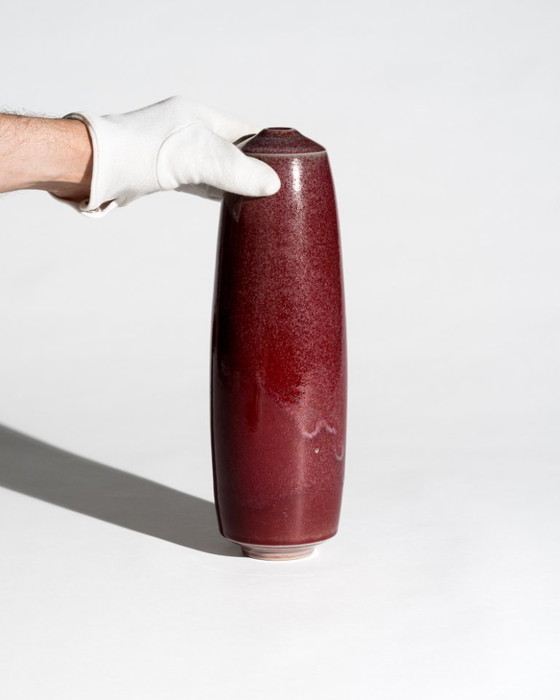 Image 1 of Wolfgang Meer Studio Ceramic Sang de Bœuf Glaze Vase Bremen West German Pottery