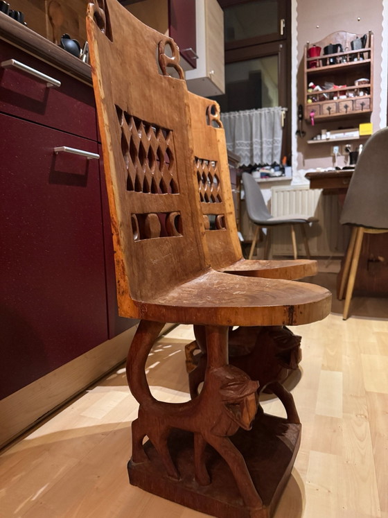 2 Sedie in Legno Massiccio Stile Senufo – Sgabelli (photo 2 of 5)