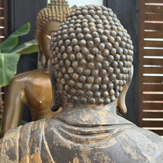 Buda japonés, c. 1900 (período Meiji o finales del siglo XIX / principios del XX), bronce con restos de (photo 5 of 11)