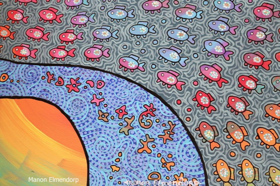 Image 1 of Tableau unique peint à la main « Vie océanique » - Nouvelle œuvre d'art