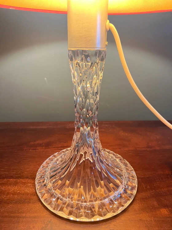 Lampe de table vintage en verre cristal Peill & Putzler, Made in Germany avec abat-jour moderne. Lampe Space (photo 6 of 9)