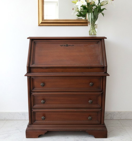Vintage-Sekretär aus Eiche mit klassischer Klappfront zum Schreiben – bureau, Metal, Wood (photo 2 of 5)