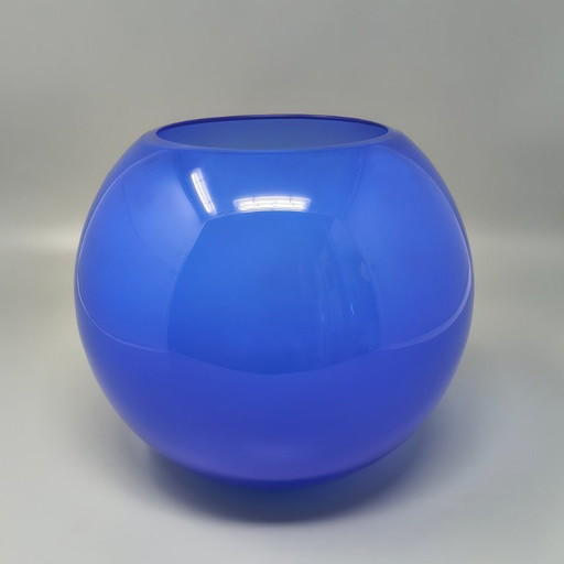 1970s Mid-Century Blue Vase by Ind. Vetraria Valdarnese. Made in Italy