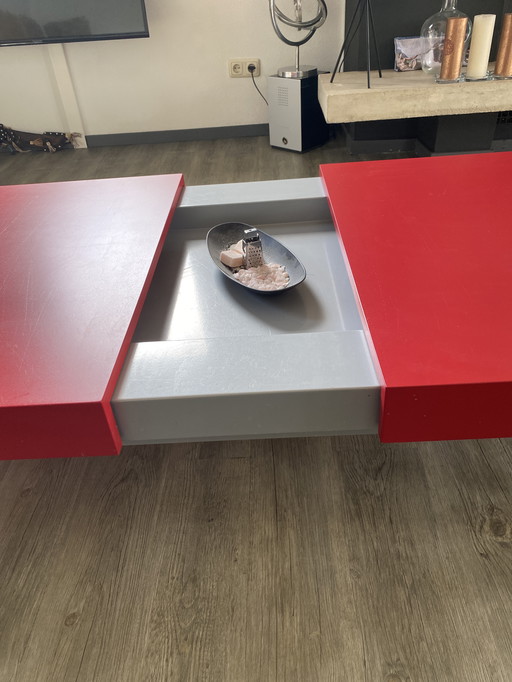 Leolux Salontafel Rood Uittrekbaar Zwaar Model