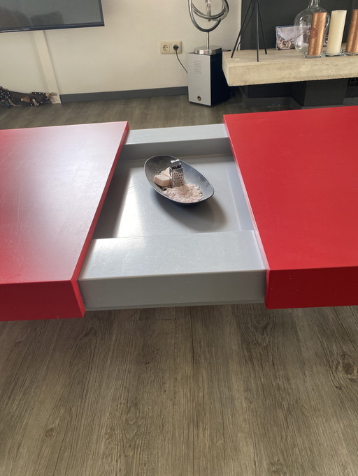 Leolux Salontafel Rood Uittrekbaar Zwaar Model