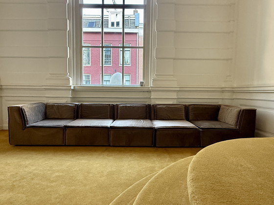 Image 1 of Modular vintage design sofa in brown velvet – 1970s Italian