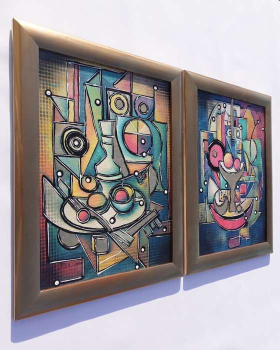 Image 1 of Cubismo A1439 - dipinto astratto XXL - dittico