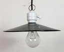 Industriële blauwe emaille plafondlamp, jaren 50