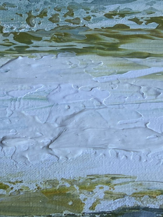Image 1 of Birch I – Abstract painting inspired by birch bark | Acrylic on canvas | 40x40 cm