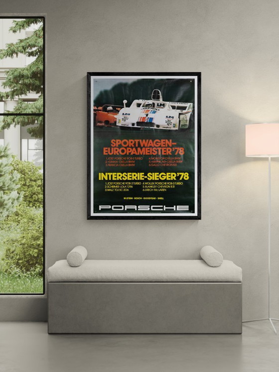 Image 1 of Porsche Interserie Sieger – 1978 – Original Vintage Porsche Poster by Werbeagentur Strenger – Vintage Motorsport – 102x76 cm