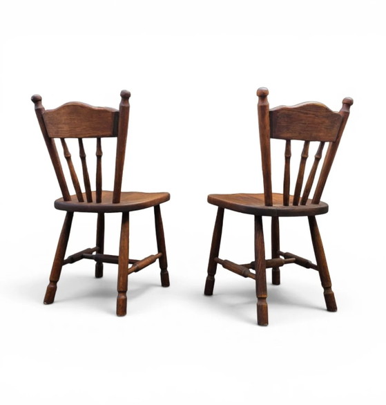 Set of 2 Oak Wood Victorian Child's Stick Back Chairs, 1960s – Dining chairs (photo 4 of 14)