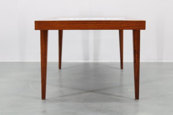Image 1 of Mid-century Danish Haslev Mobelsnedkeri Coffee Table, Ceramic Tile Inlay, circa 1960s