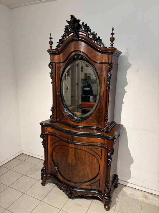 Willem III Mahagoni-Bonheur mit abgeschrägtem Spiegel