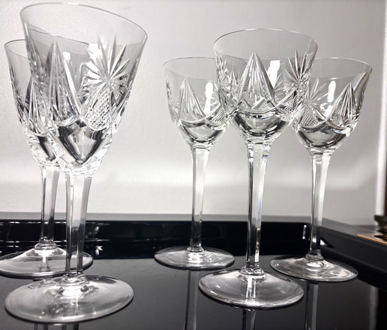 Image 1 of 6 Kristallgläser, wahrscheinlich von Saint Louis oder VSL hergestellt