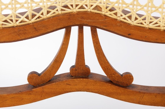 Image 1 of Silla de comedor belga antigua, silla de mimbre restaurada, silla de madera de haya, c. 1920