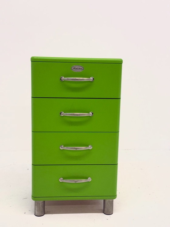 Image 1 of Cassettiera Malibu Tenzo verde a 4 cassetti vintage