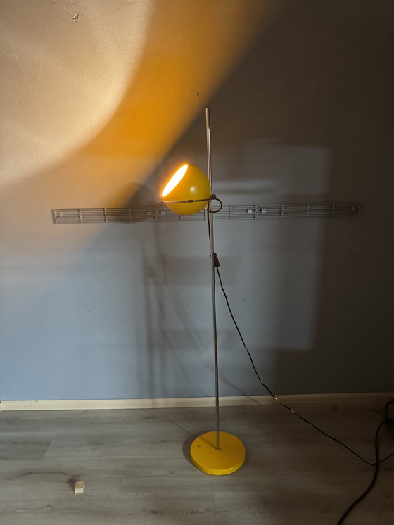 Image 1 of Vintage standing lamp – Gepo / Gerda – orange spherical shade – 1970s Space Age design