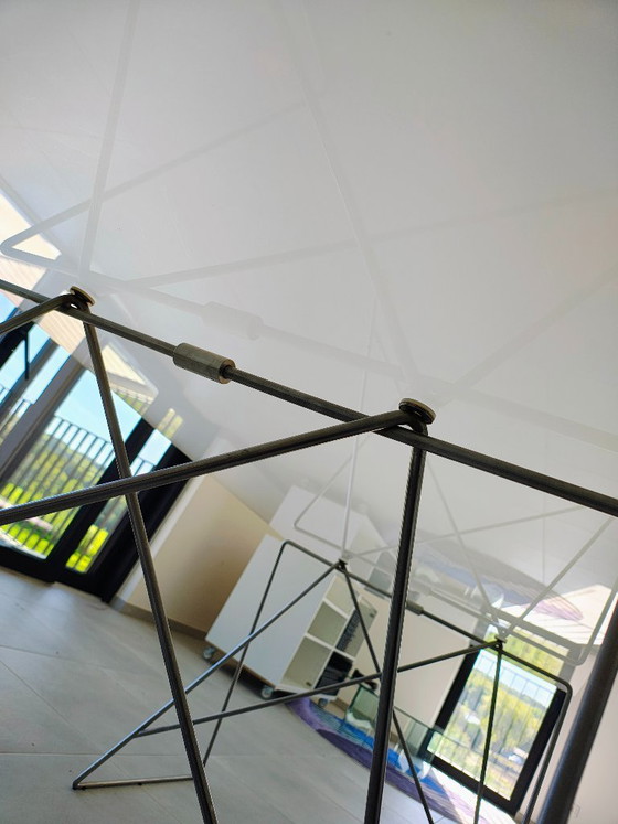 Image 1 of ZAGZAG roestvrijstalen tafelpoten met plexiglas blad, designstudio ZVELT, uniek stuk!