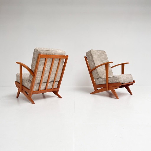 Poltrona in legno con struttura a fuso, stile metà secolo, anni '60 (singola unità)