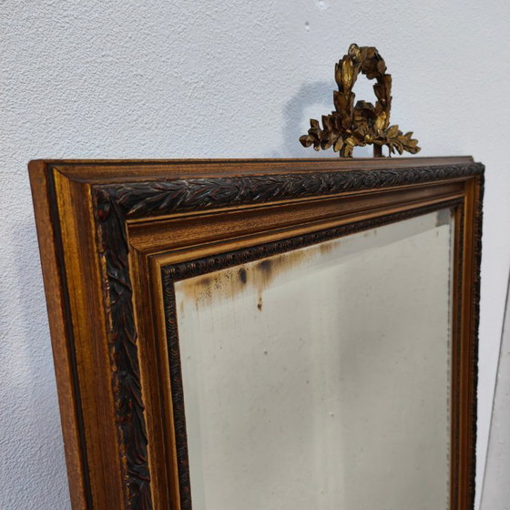 Image 1 of Antieke Regency Barok Rococo facet geslepen spiegel passpiegel.