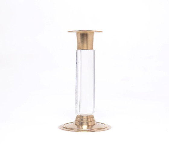 Image 1 of Vintage set kandelaren messing en lucite, 1970s