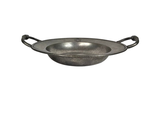 Plato de peltre - 'Porringer' - fuente para servir - contrastado - siglo XIX