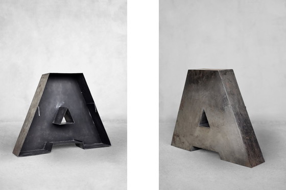 Image 1 of Vintage Large Industrial Polish Metal Letter A, 1950S