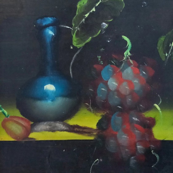 Image 1 of ORIGINAL Ölgemälde auf Karton inkl. Rahmen | Stillleben/Weintrauben | Signiert
