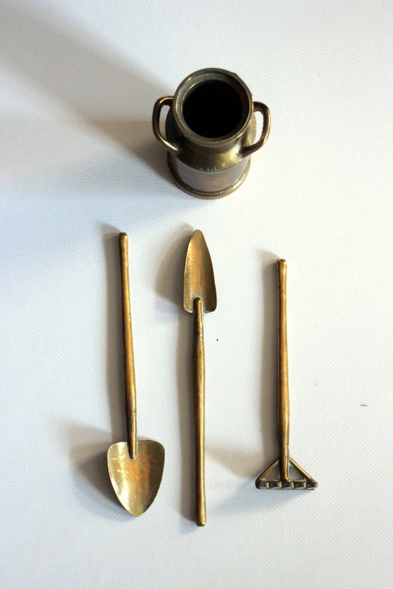 Image 1 of Mini Brass Garden Set For Bonsai And Cacti - Vintage