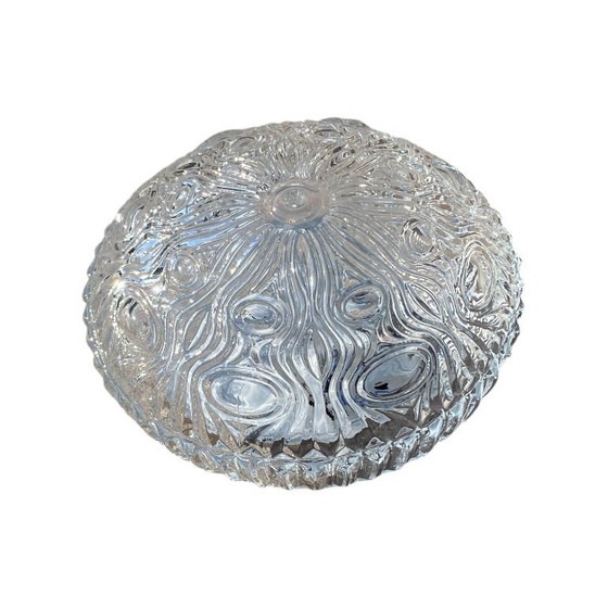 Kleine ronde wandlamp/plafondlamp van vintage gegoten glas uit de jaren 70-80. – Wandlampen (photo 8 of 8)