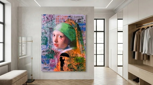 Vermeer contemporaneo – Pop Art su vetro acrilico, 80 × 100 cm