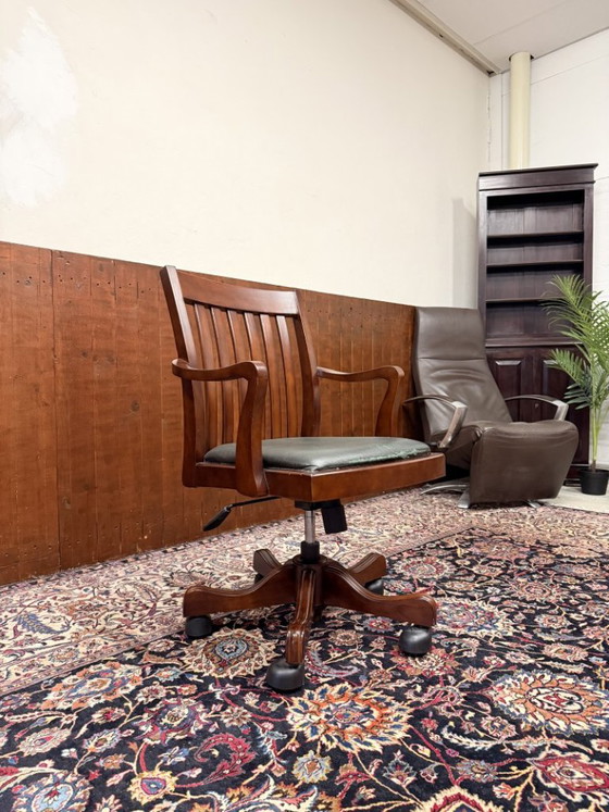 Englischer Klassischer Bürostuhl – Bürostühle, Leather, Wood (photo 7 of 7)