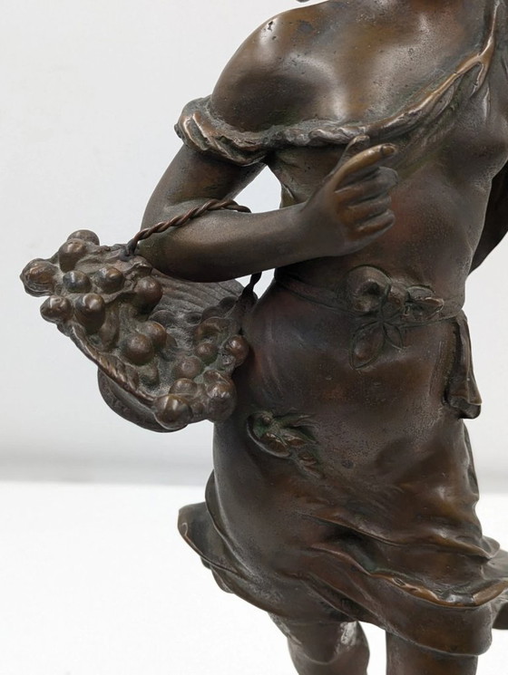 Image 1 of Auguste Moreau (1834-1917) - Scultura, Giovane ragazza - 50 cm - Lega