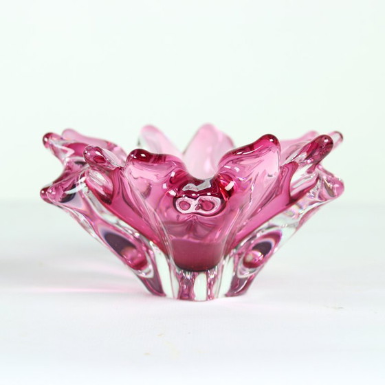 Image 1 of 1960s Pink Art Glass Bowl, Frantisek Zemek Czechoslovakia